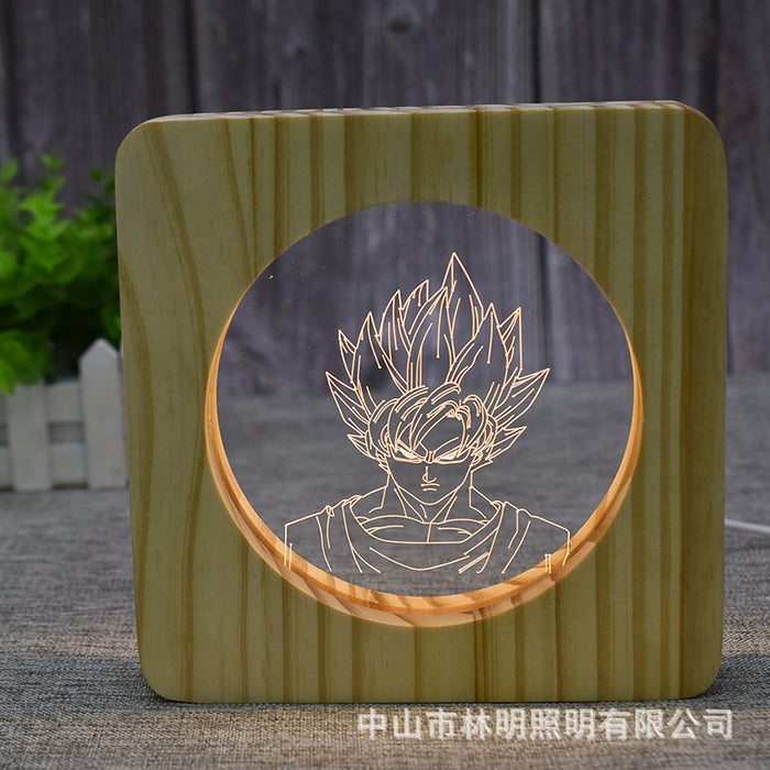 Anime Dragon Ball Z Wood Frame 3D Optical Illusion Lamp