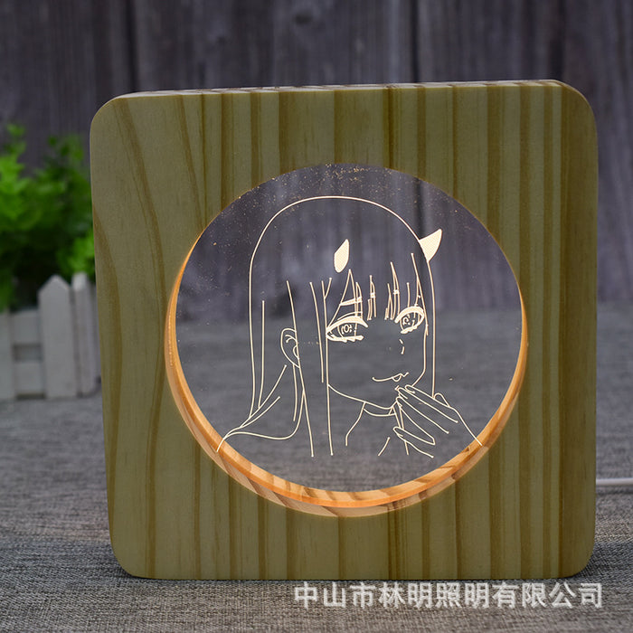 Anime Wood Frame 3D Optical Illusion Lamp