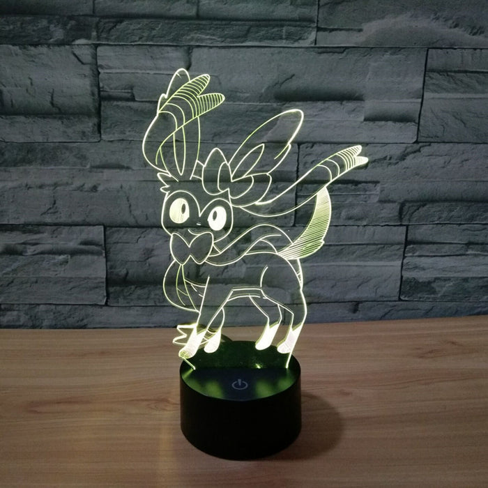 Pokemon Inspired Sylveon 3D Optical Illusion Lamp - 3D Optical Lamp