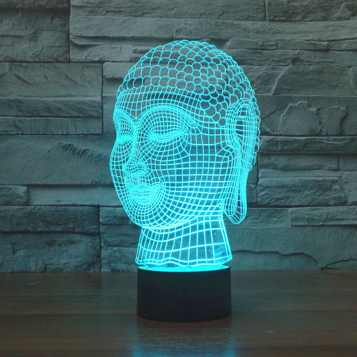 Traditional Buddha Head Bust 3D Optical Illusion Lamp - 3D Optical Lamp