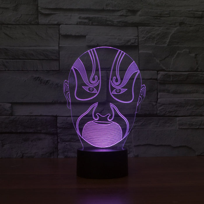 Traditional Chinese Peking Mask 3D Optical Illusion Lamp - 3D Optical Lamp
