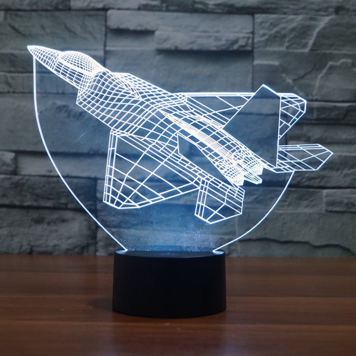 Realistic F22 Fighter Jet 3D Optical Illusion Lamp - 3D Optical Lamp