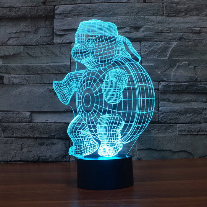 Adorable Cartoon Tortoise 3D Optical Illusion Lamp - 3D Optical Lamp