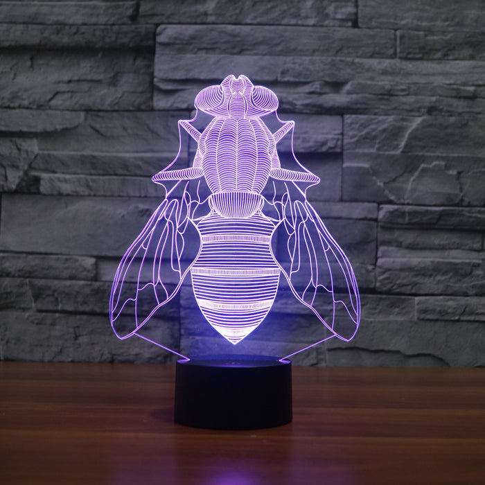 Realistic Fly Insect 3D Optical Illusion Lamp - 3D Optical Lamp