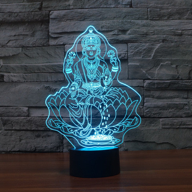 Traditional Buddhist 3D Optical Illusion Lamp - 3D Optical Lamp