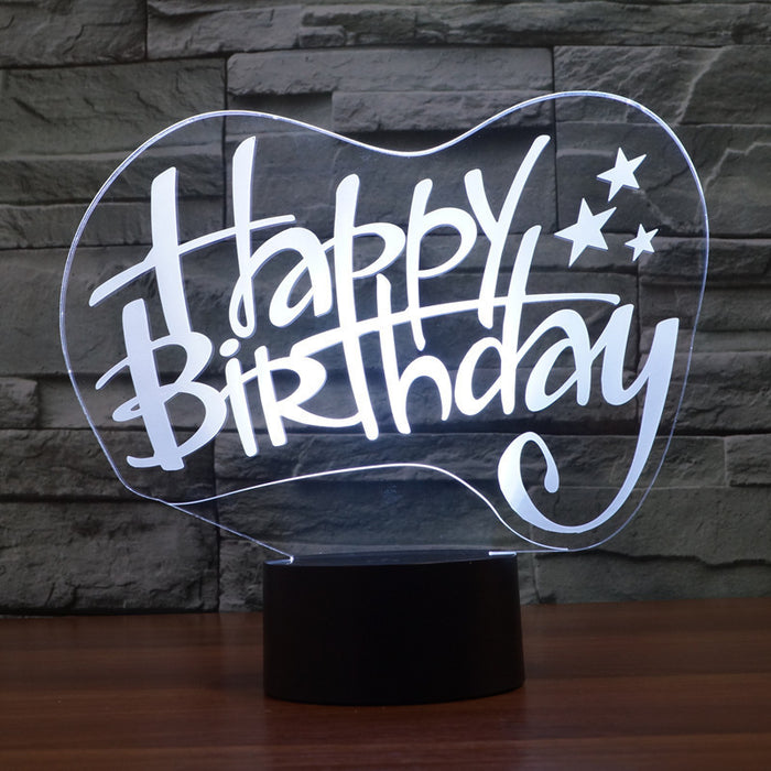Celebratory Happy Birthday 3D Optical Illusion Lamp - 3D Optical Lamp