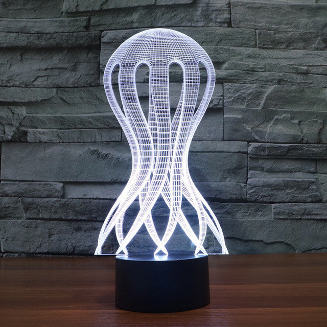 Realistic Jelly Fish 3D Optical Illusion Lamp - 3D Optical Lamp