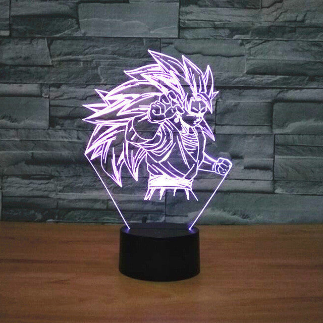 Dragon Ball Z Inspired Super Saiyan 3 Goku 3D Optical Illusion Lamp - 3D Optical Lamp