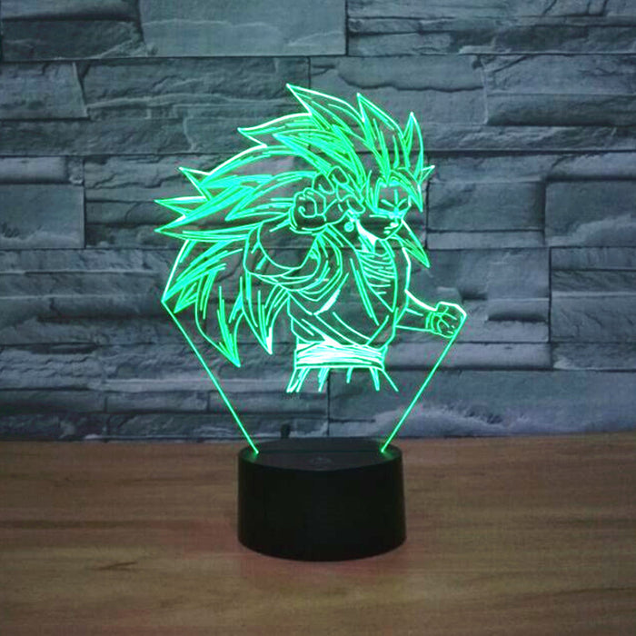 Dragon Ball Z Inspired Super Saiyan 3 Goku 3D Optical Illusion Lamp - 3D Optical Lamp
