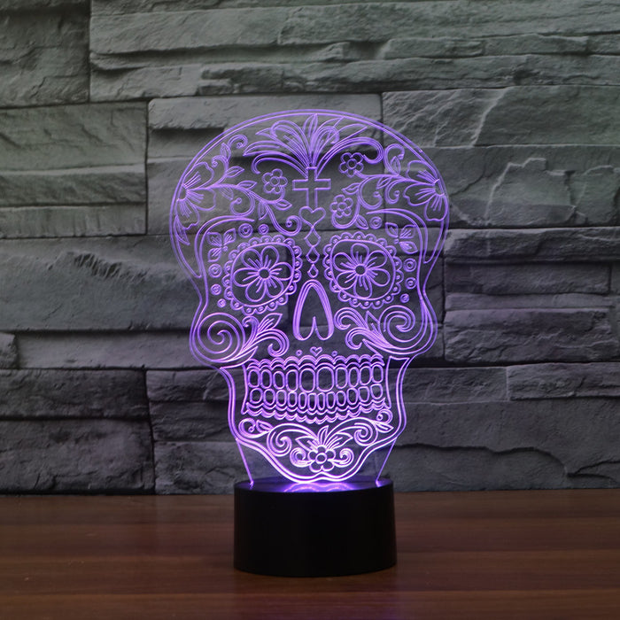 Traditional Christian Skull Art 3D Optical Illusion Lamp - 3D Optical Lamp
