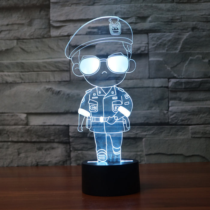 Adorable Cartoon Army Soldier 3D Optical Illusion Lamp - 3D Optical Lamp