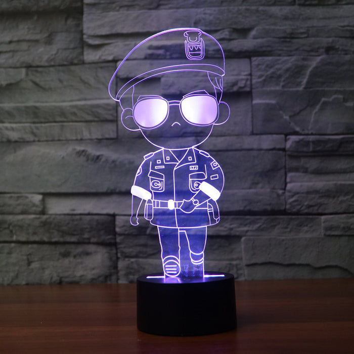 Adorable Cartoon Army Soldier 3D Optical Illusion Lamp - 3D Optical Lamp