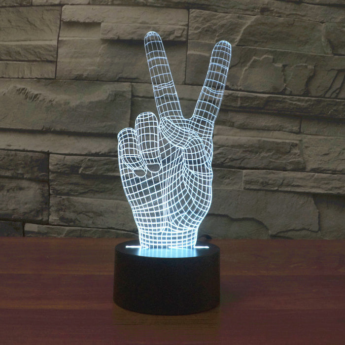 Realistic Peace Gesture Sculpture 3D Optical Illusion Lamp - 3D Optical Lamp