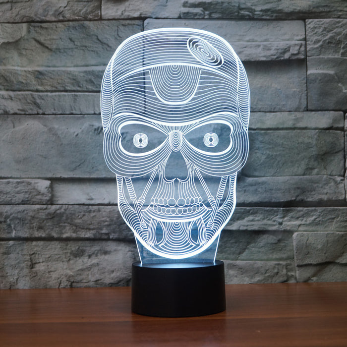 Realistic Glaring Skull 3D Optical Illusion Lamp - 3D Optical Lamp