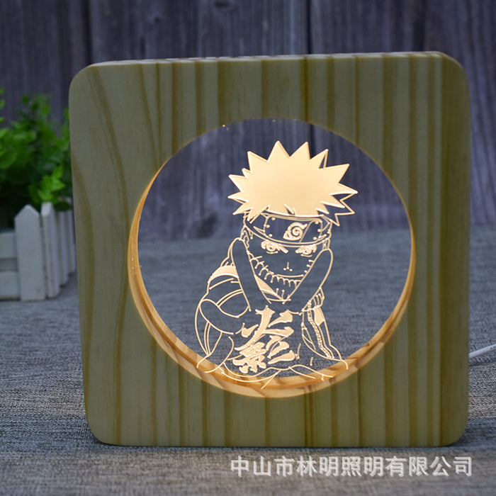 Anime Naruto Wood Frame 3D Optical Illusion Lamp