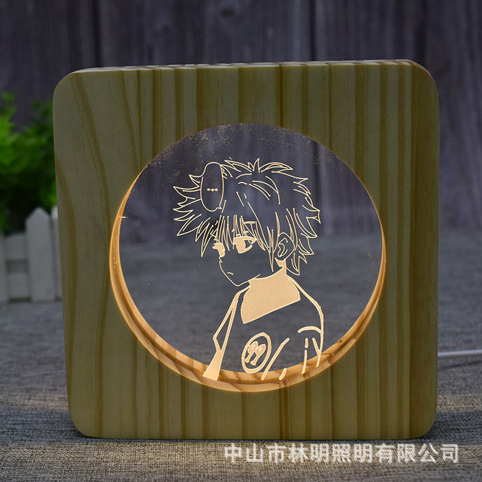 Anime HUNTERXHUNTER Killua Wood Frame 3D Optical Illusion Lamp