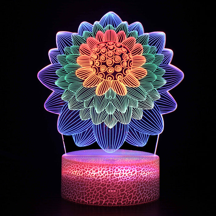 Beautiful Colorful Flower 3D Optical Illusion Lamp