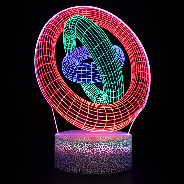 Rotating Circles 3D Optical Illusion Lamp