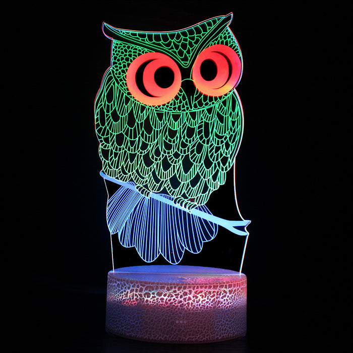 Colorful Owl 3D Optical Illusion Lamp