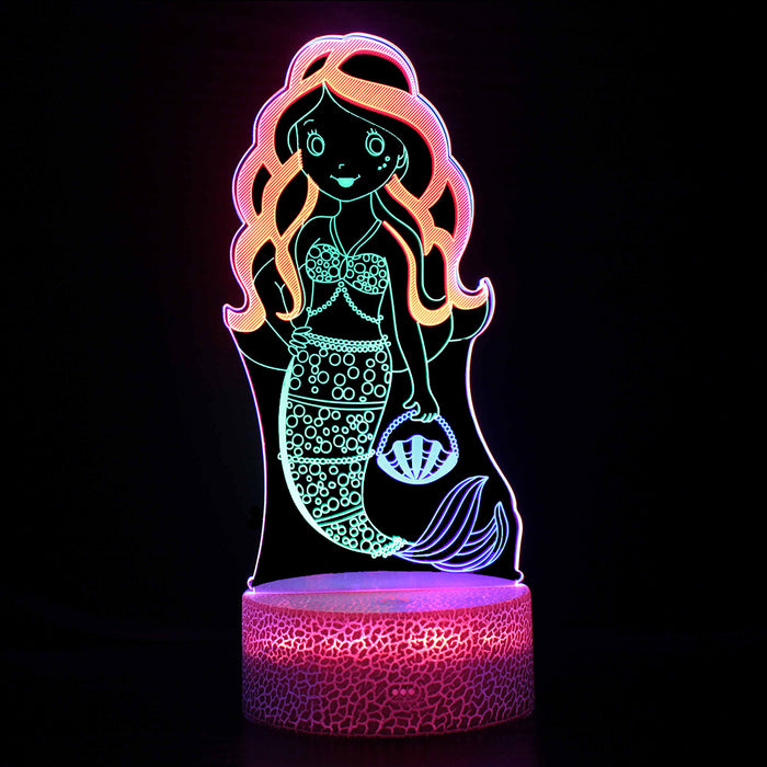 Small Mermaid 3D Optical Illusion Lamp