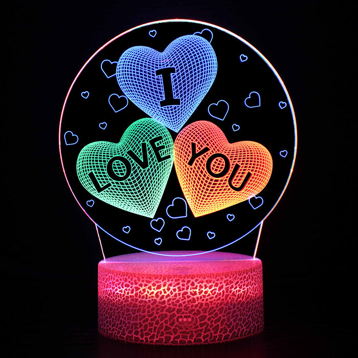 Colorful I Love You 3D Optical Illusion Lamp