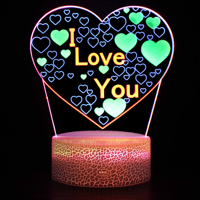 I Love You Bubble Hearts 3D Optical Illusion Lamp