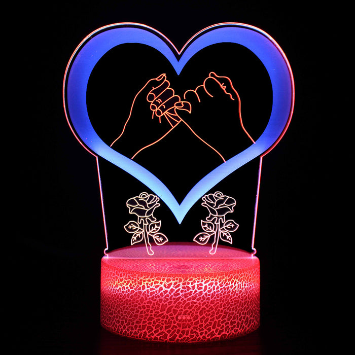 Pinky Promise Heart 3D Optical Illusion Lamp