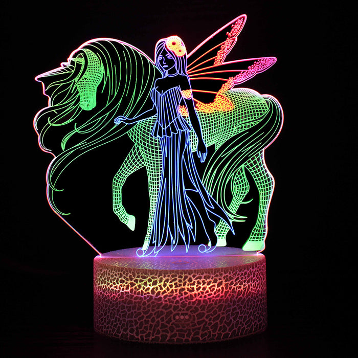 Fairy Walking Unicorn 3D Optical Illusion Lamp
