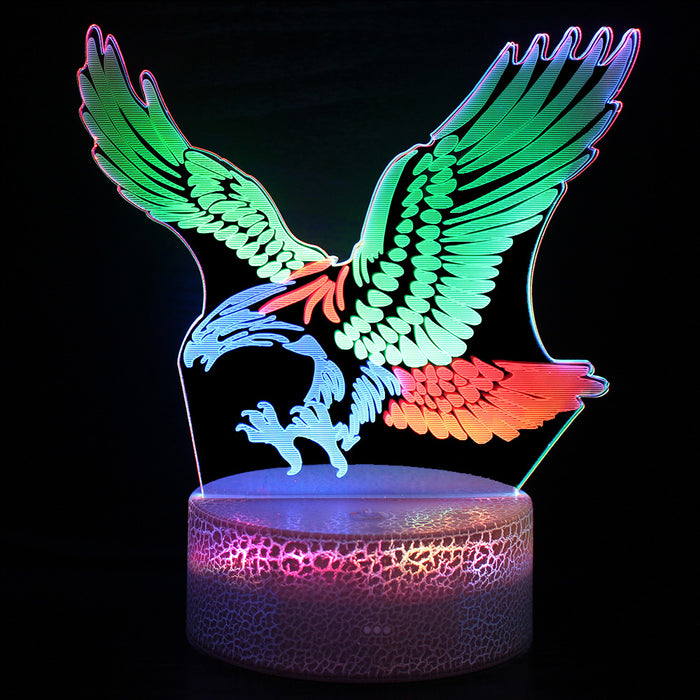 Colorful Eagle 3D Optical Illusion Lamp