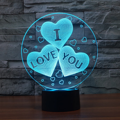 I Love You Sculpture 3D Optical Illusion Lamp - 3D Optical Lamp