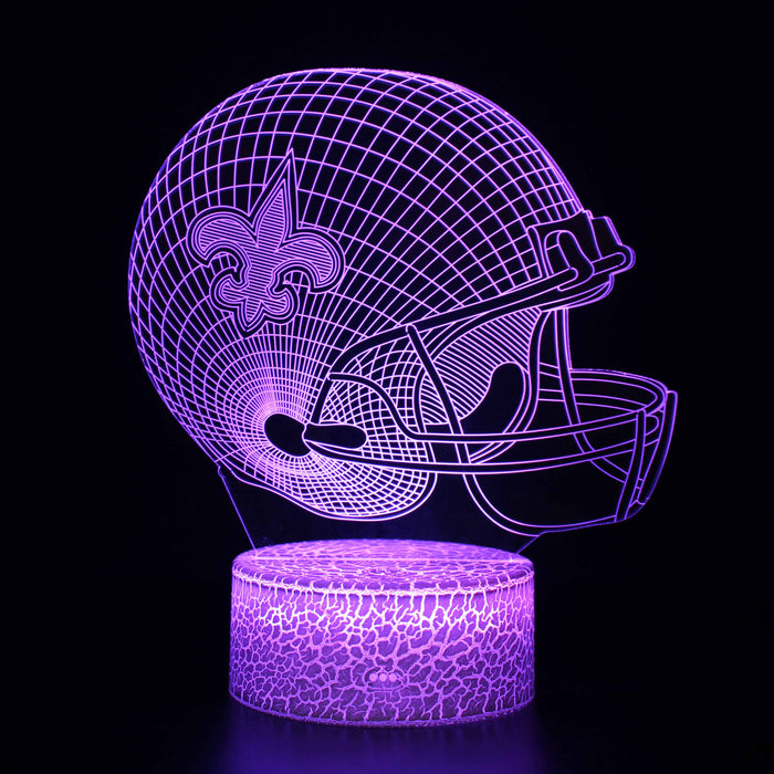 New Orleans Saints Football Helmet 3D Optical Illusion Lamp