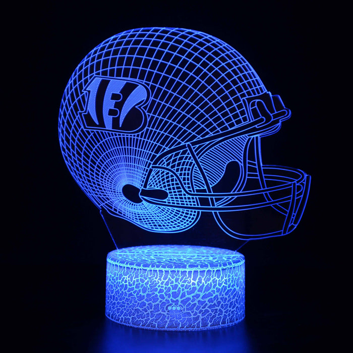 Cincinnati Bengals Football Helmet 3D Optical Illusion Lamp