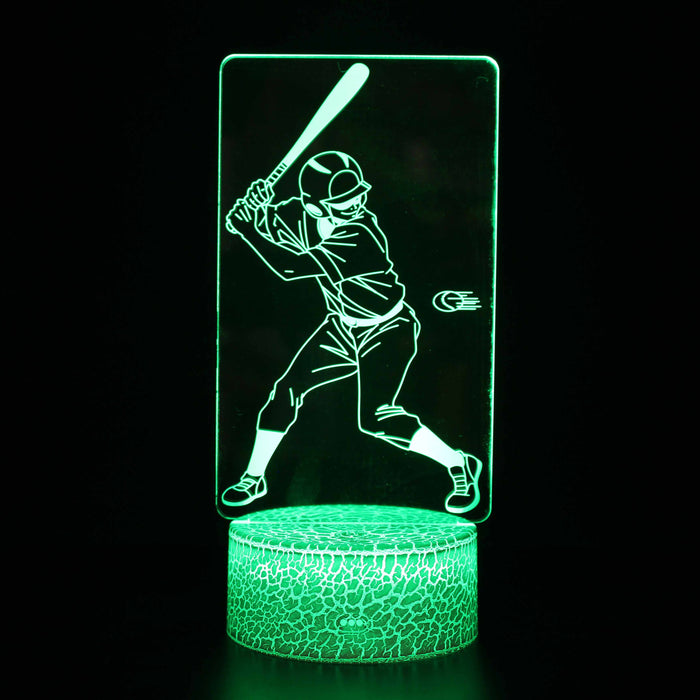 Baseball Player 3D Optical Illusion Lamp