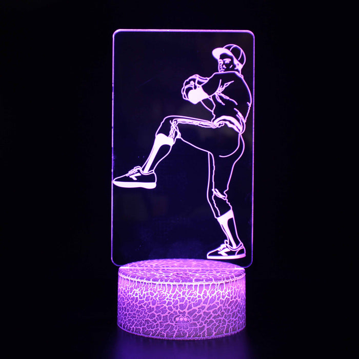 Baseball Pitcher 3D Optical Illusion Lamp