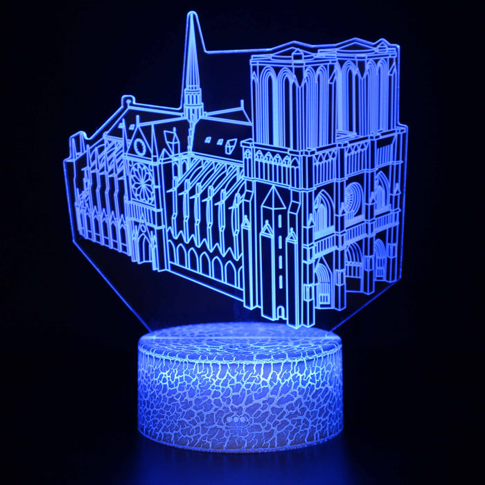 Notre Dame de Paris Building 3D Optical Illusion Lamp