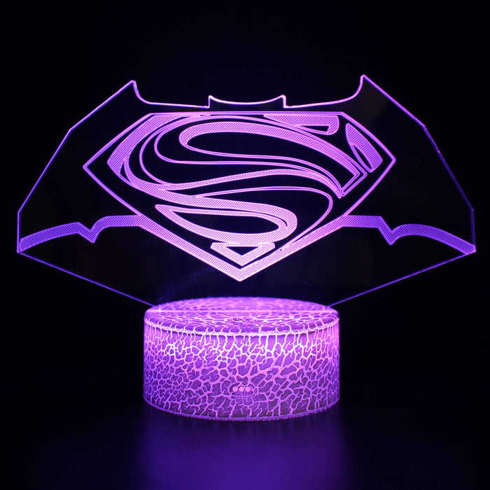 Superman & Batman Logo 3D Optical Illusion Lamp