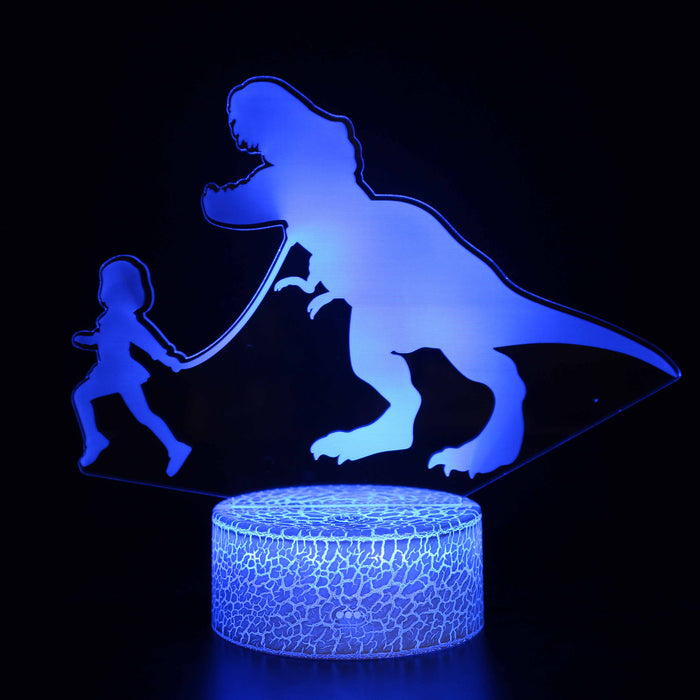 Silhouette Pet Dinosaur Leash 3D Optical Illusion Lamp