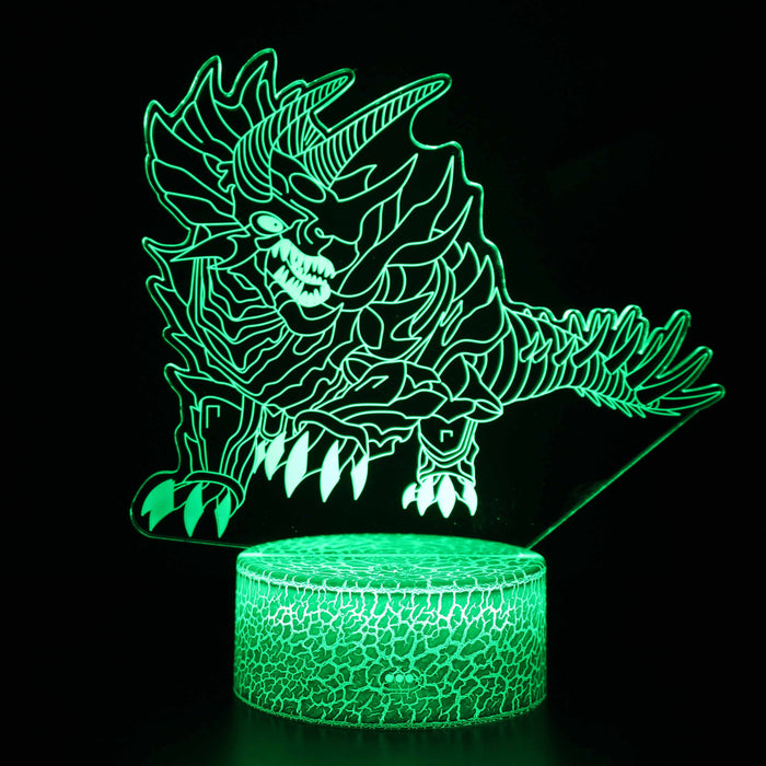 Realistic Spiked Dragon Dinosaur 3D Optical Illusion Lamp