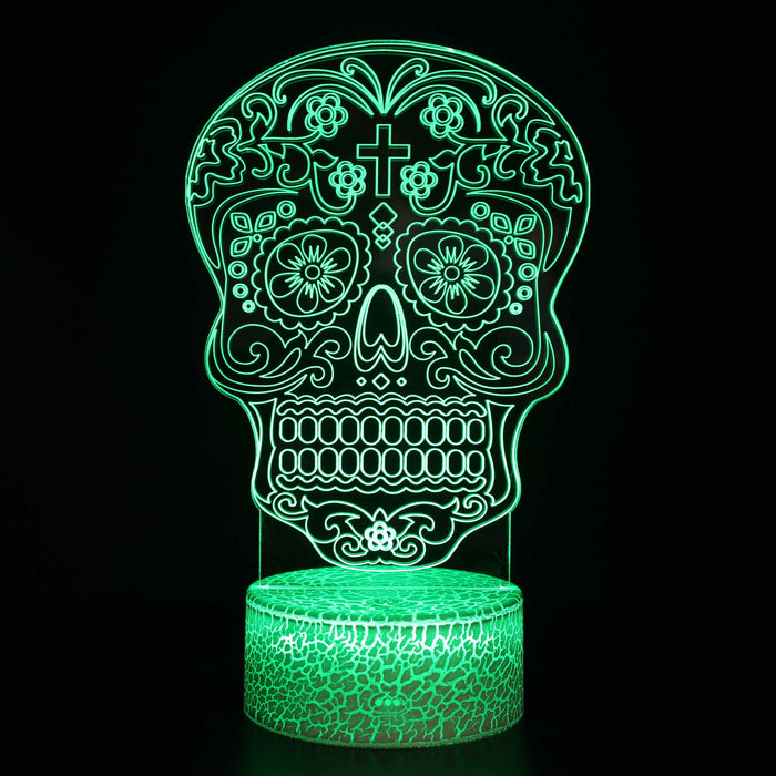 Halloween Calavera Skull 3D Optical Illusion Lamp