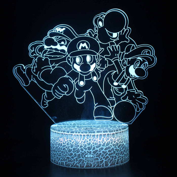 Super Mario Characters 3D Optical Illusion Lamp