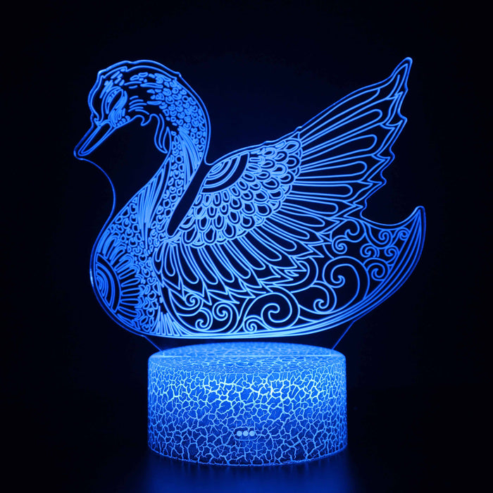 Beautiful Swan 3D Optical Illusion Lamp