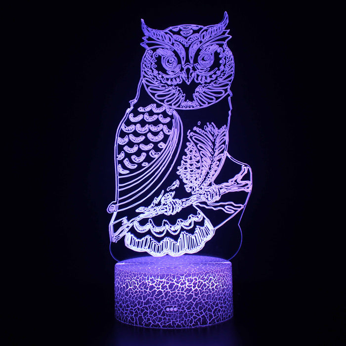 Realistic Owl 3D Optical Illusion Lamp