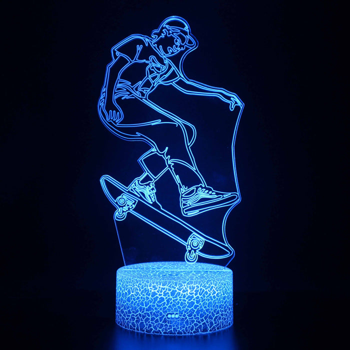 Skateboarder 3D Optical Illusion Lamp