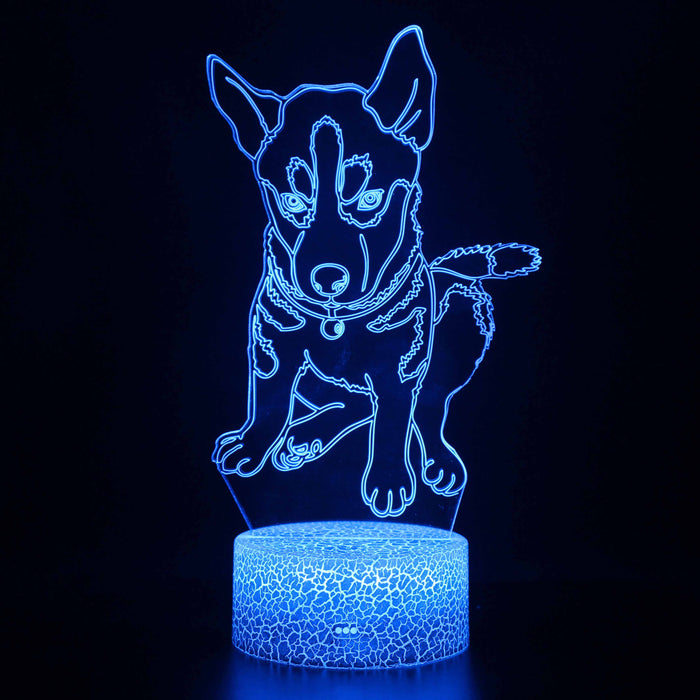 Adorable Husky Puppy Dog 3D Optical Illusion Lamp