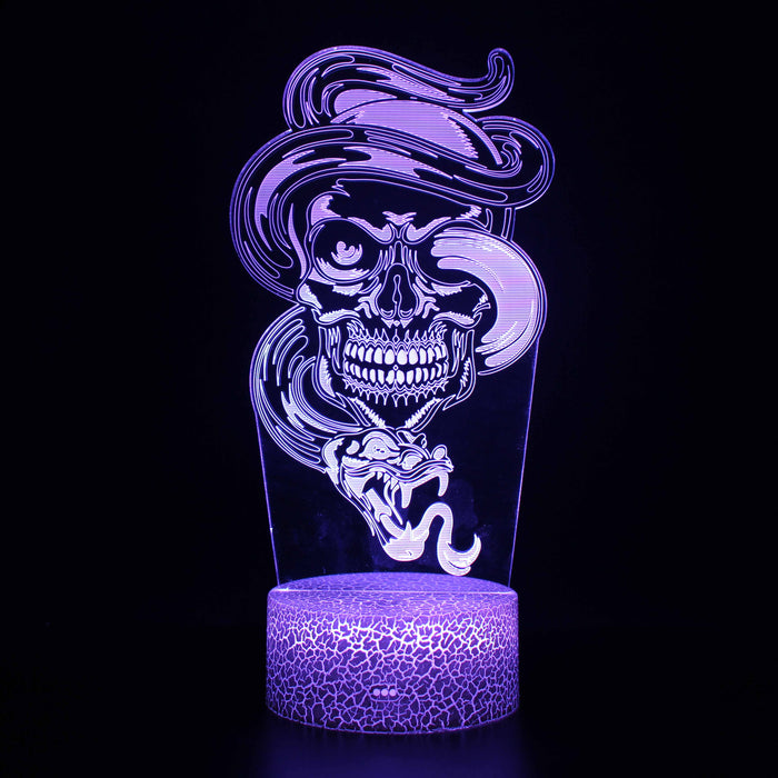 Halloween Snake Skull 3D Optical Illusion Lamp