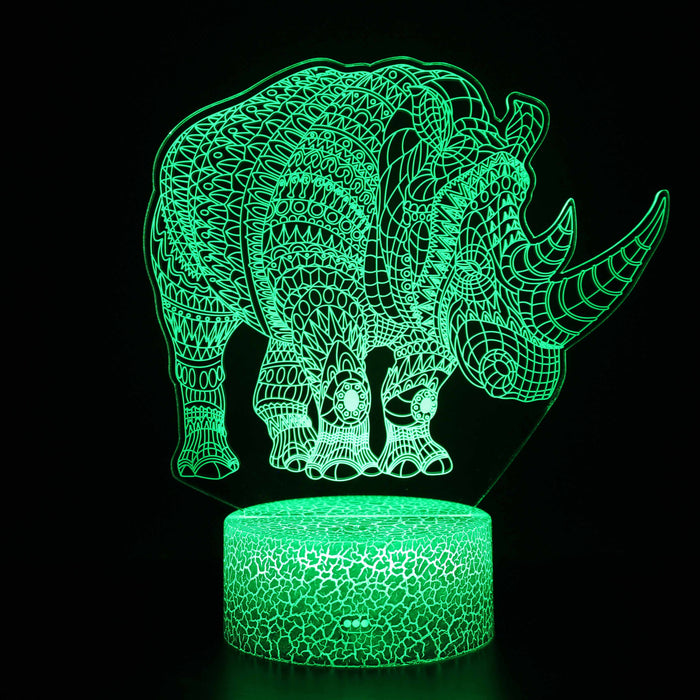 Rhino 3D Optical Illusion Lamp