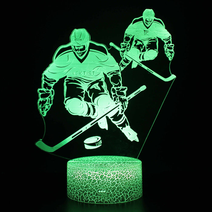 Two Hockey Players 3D Optical Illusion Lamp