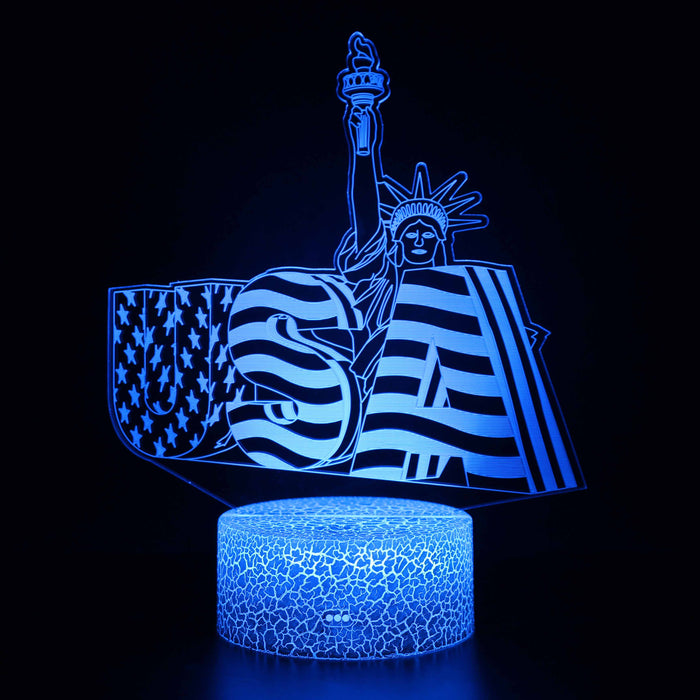 USA Lady Liberty 3D Optical Illusion Lamp