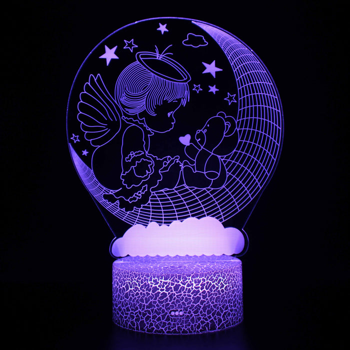 Angel Baby Moon 3D Optical Illusion Lamp
