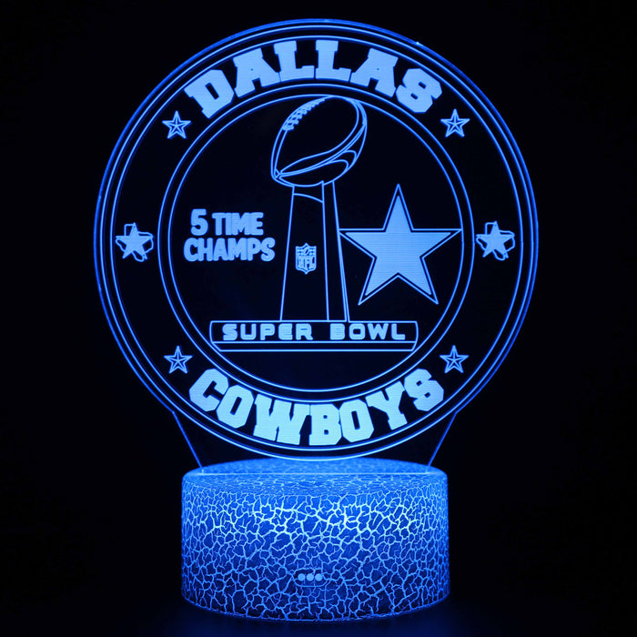 Dallas Cowboys Super Bowl 3D Optical Illusion Lamp